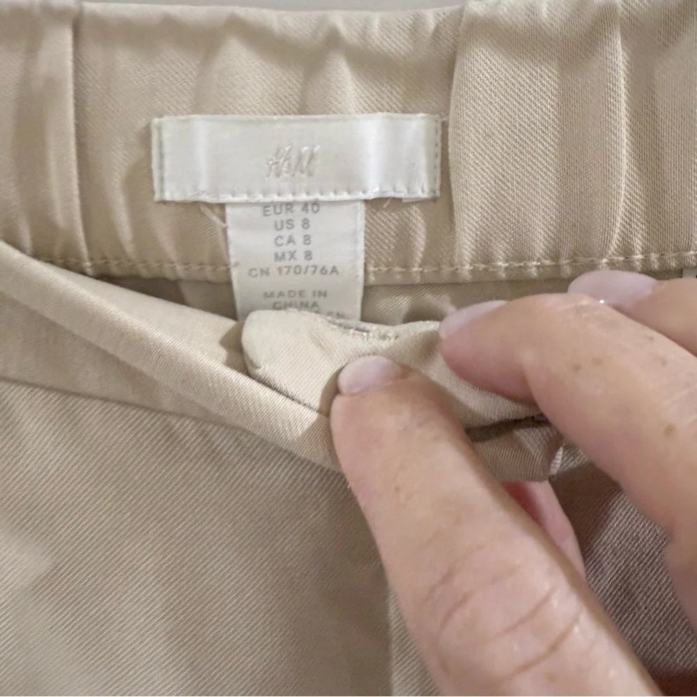 H&M tan linen-blend wide leg pant